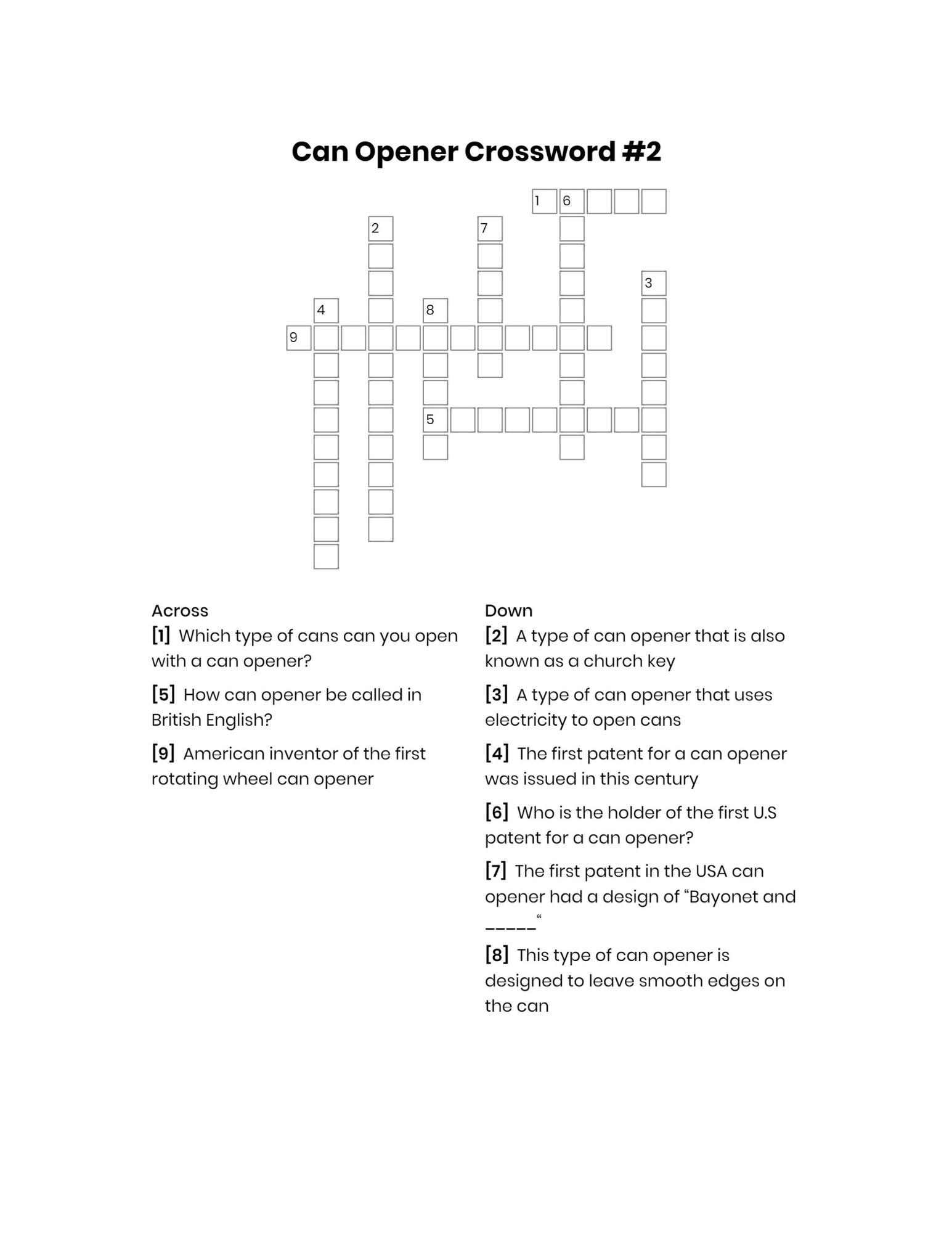 Can opener crossword #2