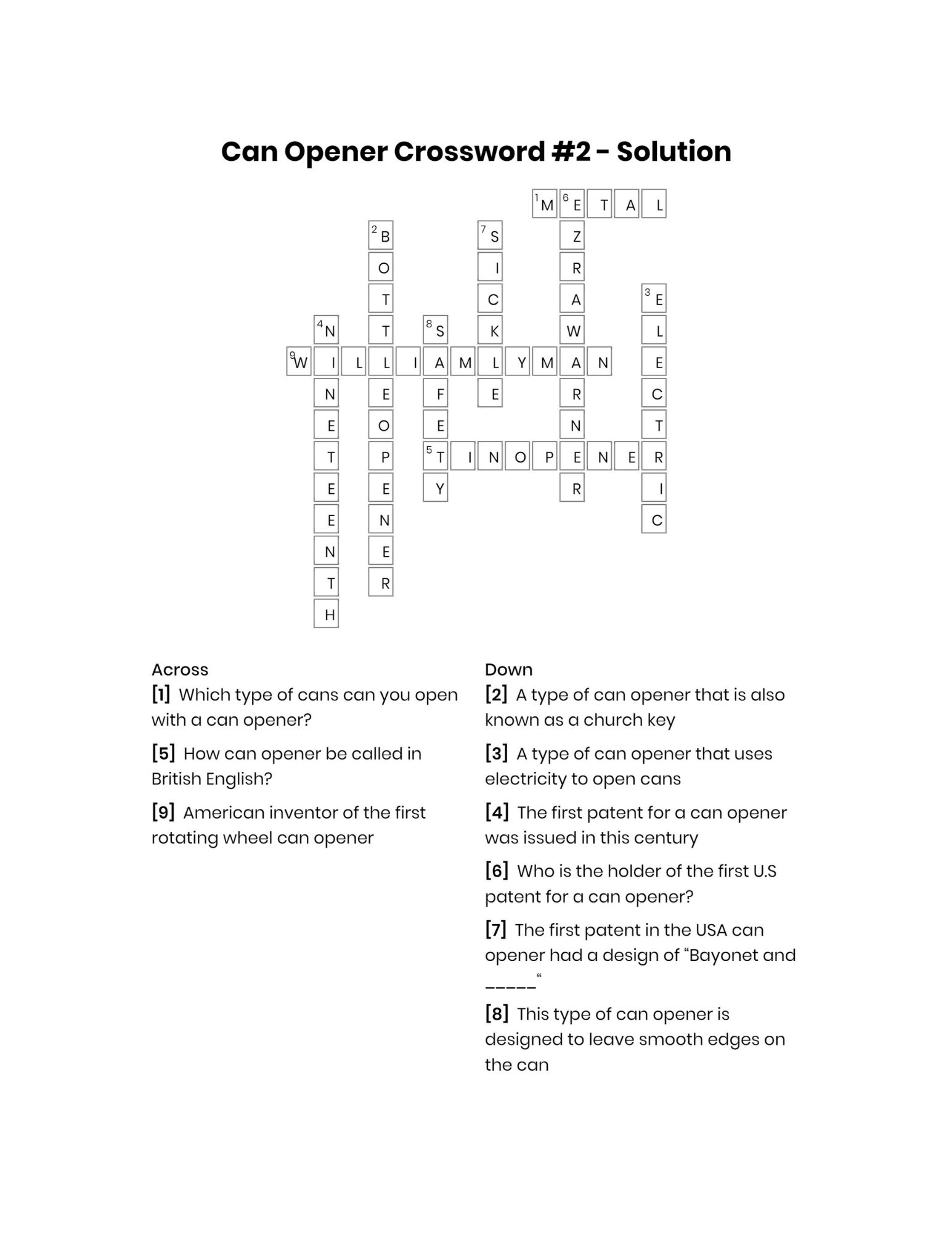 can opener crossword puzzle solutions<br />

